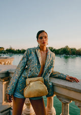 Constanza Metallic Leather Clutch Bag