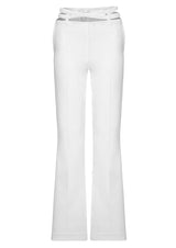 Cut-Out Belted Tailored Cotton-Mix Trousers