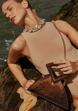 Farha Snake-Print Leather Handbag