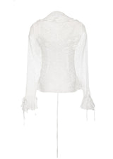 Fitted Ruffled Silk Chiffon Blouse