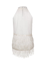 Fringed Silk Organza Halter Top