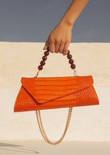 Ghalia Crocodile Print Asymmetric Faux-Leather Handbag