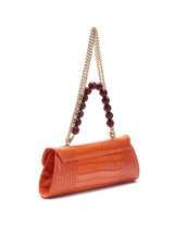 Ghalia Crocodile Print Asymmetric Faux-Leather Handbag