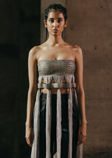 Grecian Bustier Cut-Out Silk Organza Top