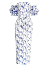 Hourglass Porcelain Satin Midi Dress