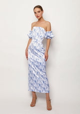 Hourglass Porcelain Satin Midi Dress
