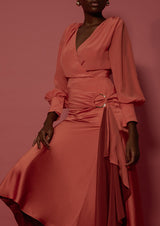 Laila Silk Draped Wrap Blouse