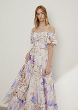 Lavendar Off-Shoulder Maxi Dress