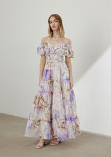 Lavendar Off-Shoulder Maxi Dress