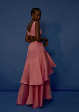 Lemon Dream Cut-Out Silk Maxi Dress
