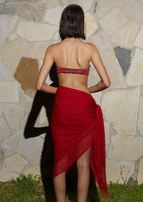 Misty Ruched Crepe Mini Pareo Skirt