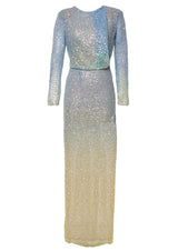 Moon Long-Sleeved Open Back Sequin Maxi Dress