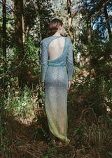 Moon Long-Sleeved Open Back Sequin Maxi Dress