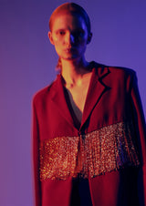Myscelia Oversized Pearl Fringed Blazer