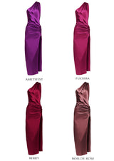 Nereides Asymmetric Backless Silk Maxi Dress