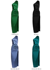 Nereides Asymmetric Backless Silk Maxi Dress