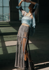Panelled Cut-Out Cotton Maxi Skirt