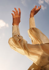 Pistachio Cream Sheer Satin Chiffon Midi Dress