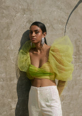 Puff-Sleeve Sweetheart Crop Top