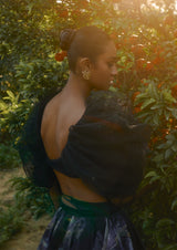 Puff Sleeve Draped Crop Top