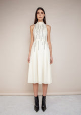 Sarah High-Neck Crystal Embellishments Dress