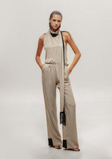 Scarf Open Back Cupro Jumpsuit