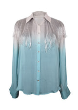 Sheer Fringed Silk Chiffon Shirt