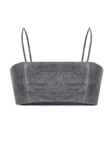 Sheer Lurex Tulle Bustier Crop Top