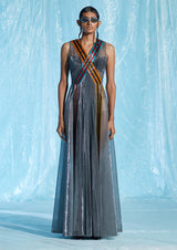 Sheer Tulle Ribboned Maxi Dress