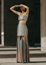 Strapless Boxy Silk Bustier Crop Top