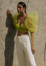 Wide-Leg Sequin Trousers