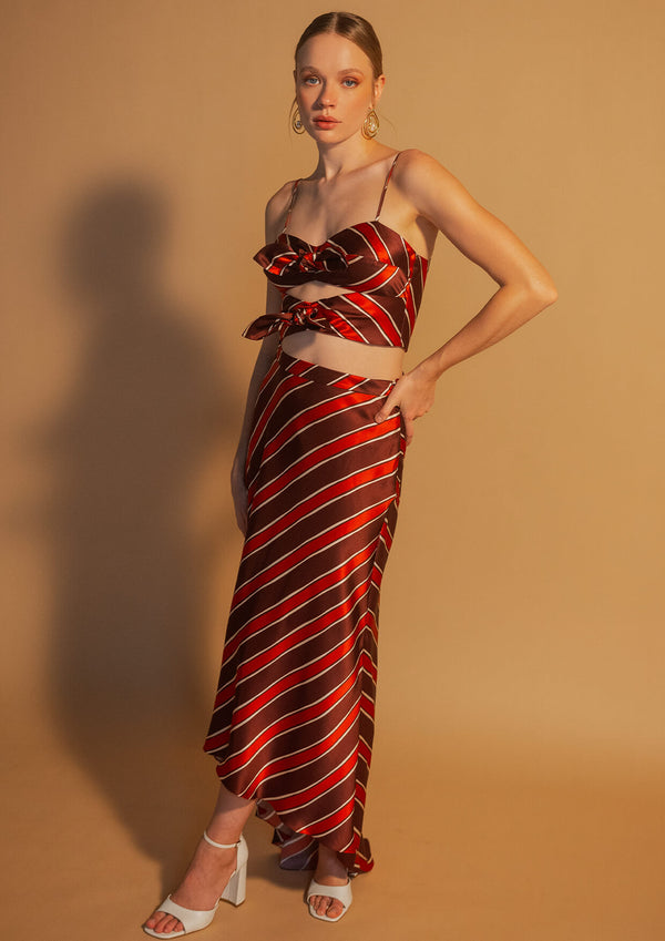 Acapulco Asymmetric Silk Midi Skirt