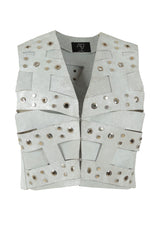 Aiden Studded Cropped Leather VestAiden Studded Cropped Leather Vest