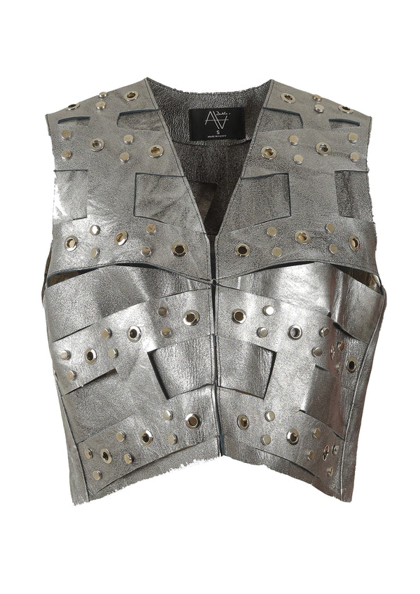 Aiden Studded Cropped Leather Vest