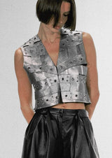 Aiden Studded Cropped Leather Vest