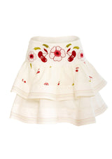 Al Fresco Embroidered Linen Mini Skirt