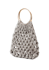 Ambra Ring-Handle Crystal Woven Handbag