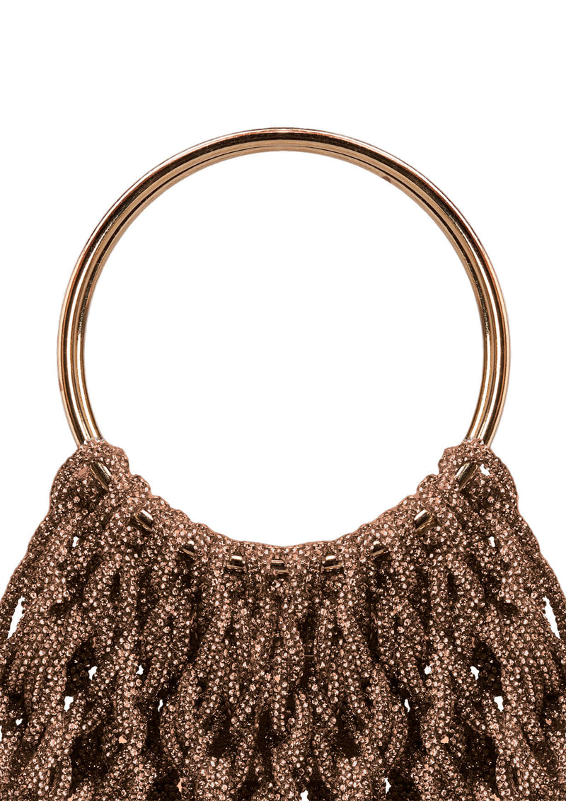 Ambra Ring-Handle Crystal Woven Handbag