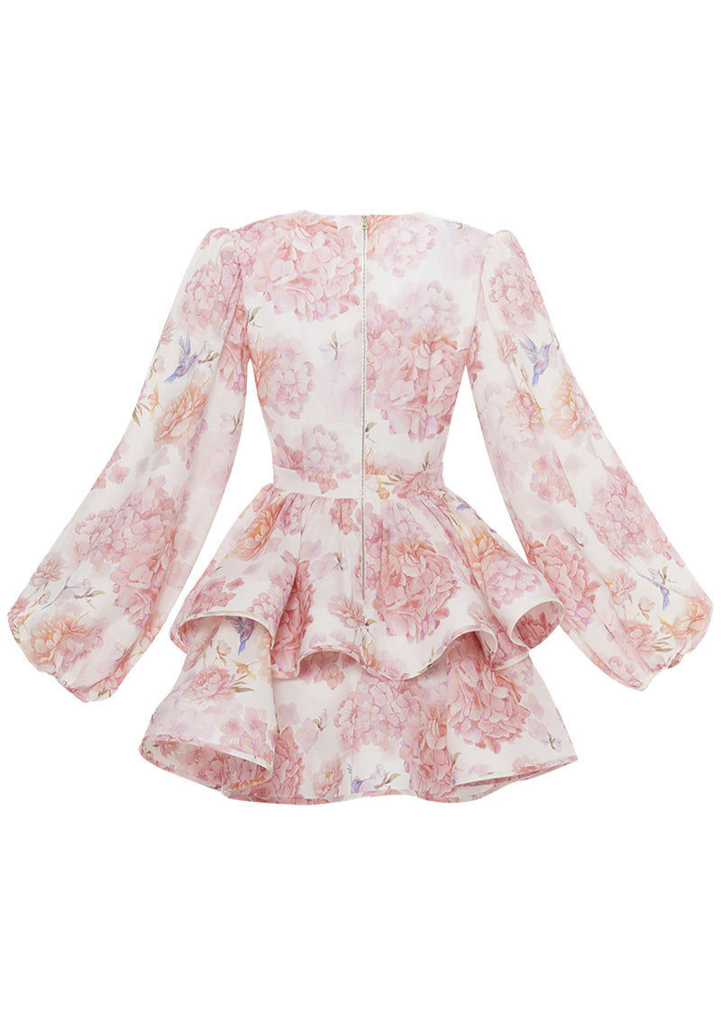 Anemone Deep V-Neck  Linen Mini Dress