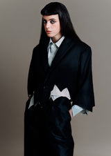 Asymmetric Cropped Oversized Wool Suit Jacket