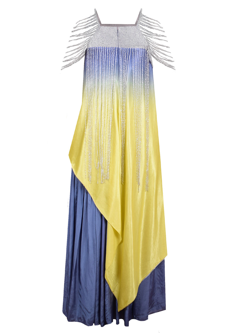 Asymmetrical Sequins Chiffon Maxi Dress