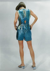 Attalea Fringed V-Neck Leather Vest