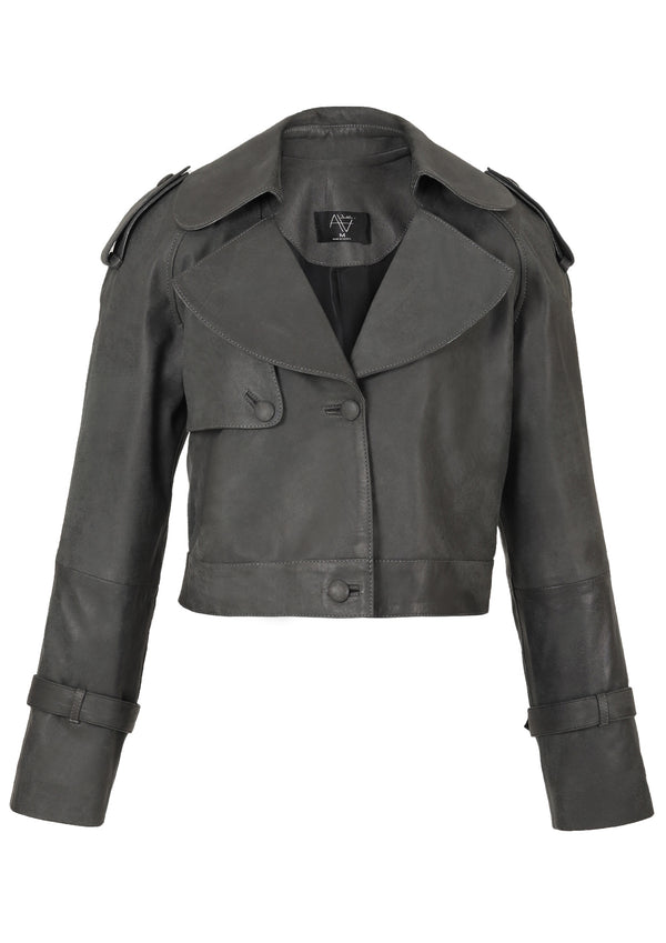 Audax Cropped Washed Leather Jacket