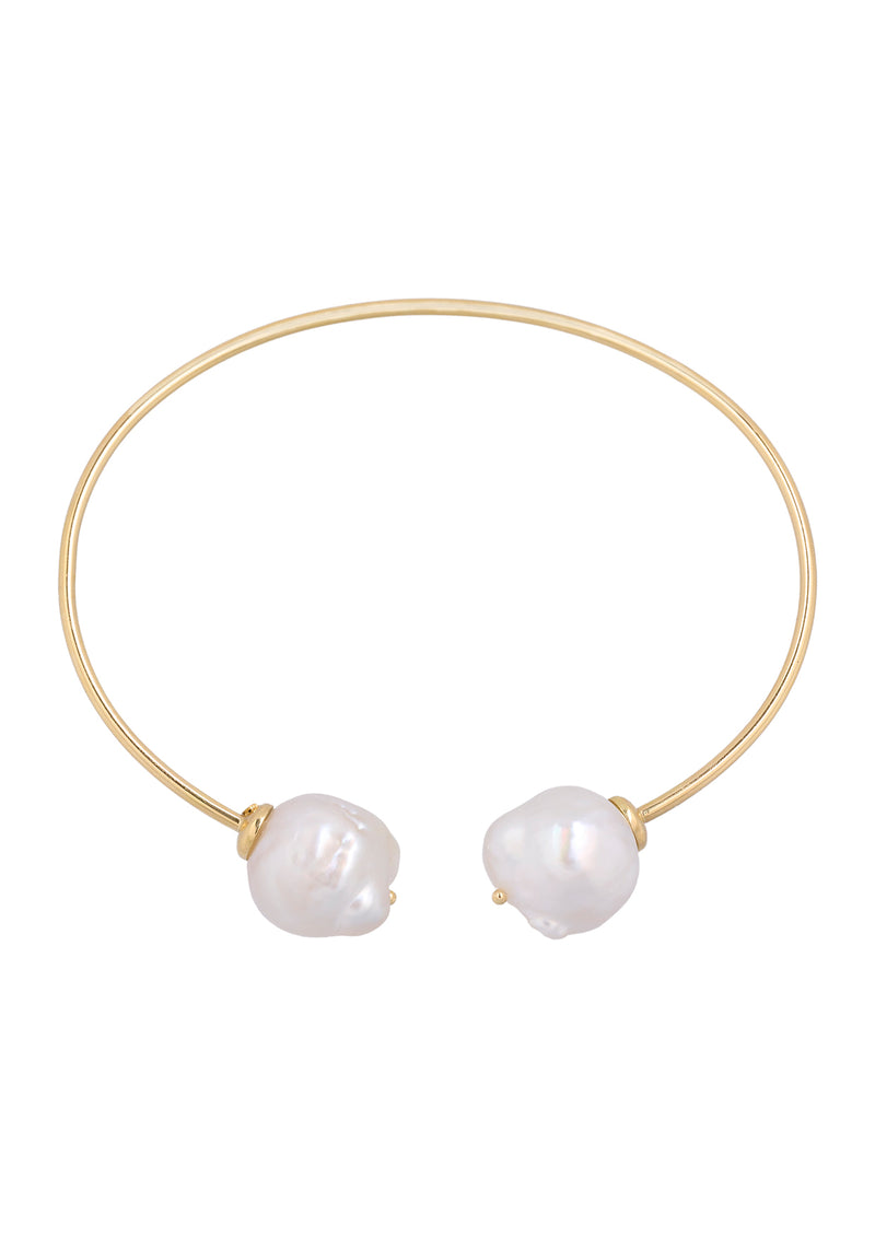 Baroque Gold Pearl Open Bracelet