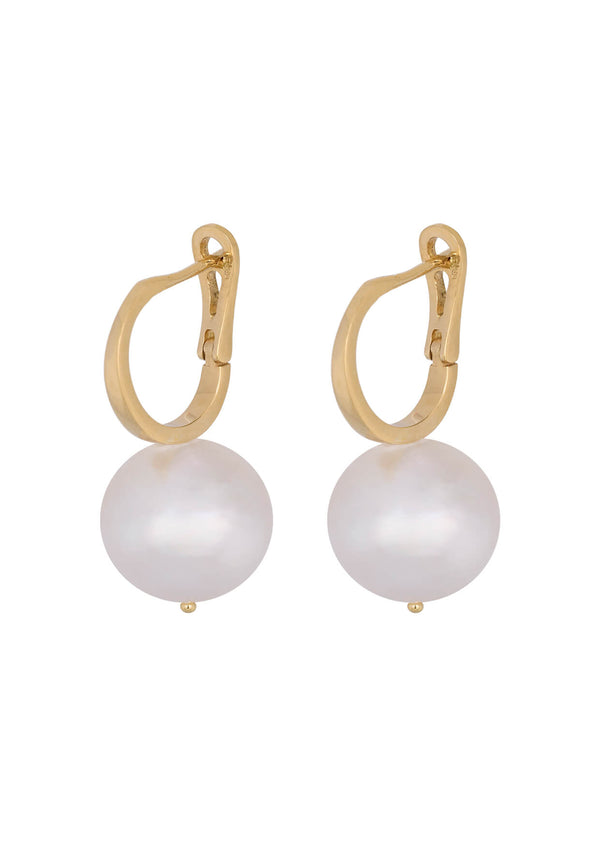 Baroque Mini Hoops Gold Pearl Earrings