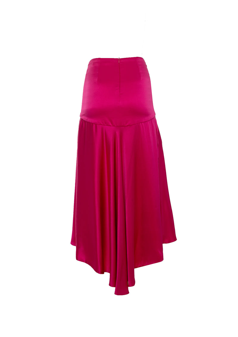 Blooming Flared Asymmetric Silk Skirt