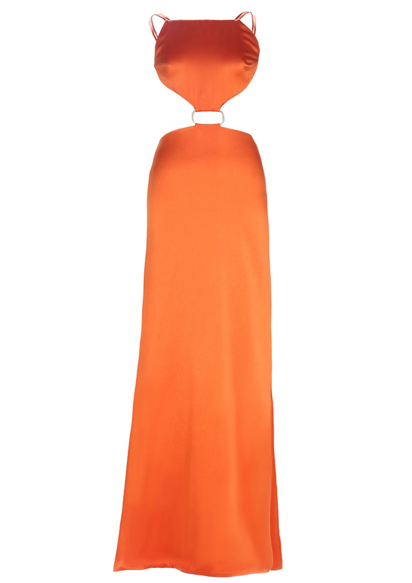 Coralee Cut-Out Crepe Satin Maxi Dress