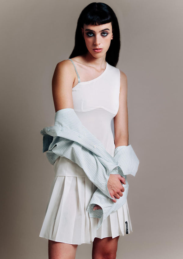Crystal Asymmetric Silk Mini Dress