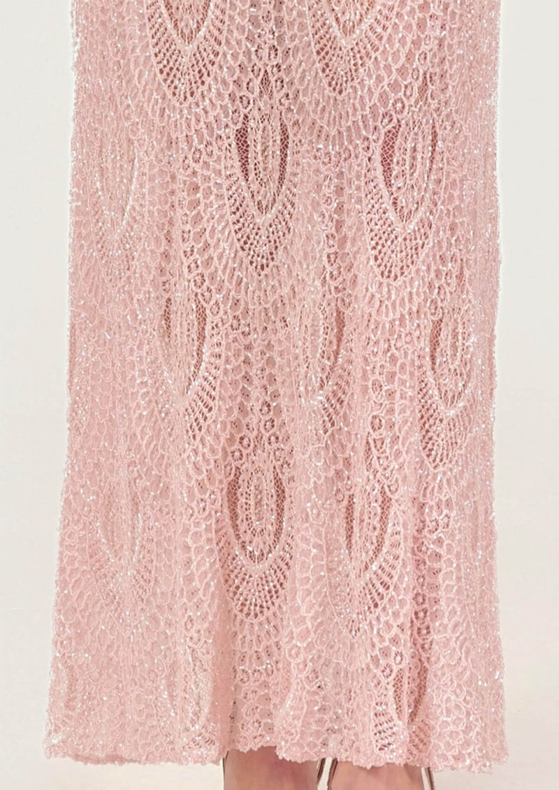 Crystal Embellished Lace Maxi Dress