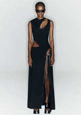 Cut-Out Neoprene Maxi Dress